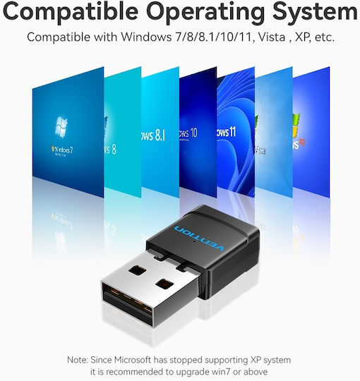 Vention KDSB0 Αντάπτορας Δικτύου USB με Ασύρματη Σύνδεση Wi-Fi 433Mbps