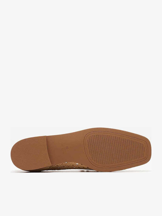 Leather Women's Loafers in Tabac Brown Color