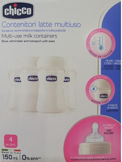Chicco Sure Safe Breast Milk Storage Bottles & Cups 150ml 4 Pieces