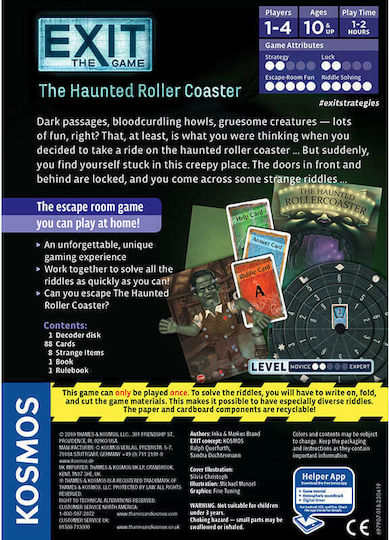 Board Game Exit The Haunted Roller Coaster for 1-4 Players 10+ Years Old (EN) Kosmos