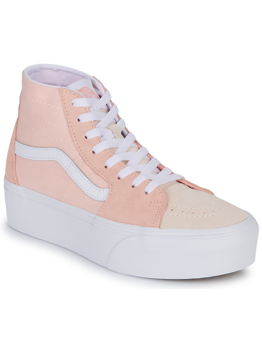 Vans Sk8-Hi Tapered Stackform Flatforms Boots Color Block Peach