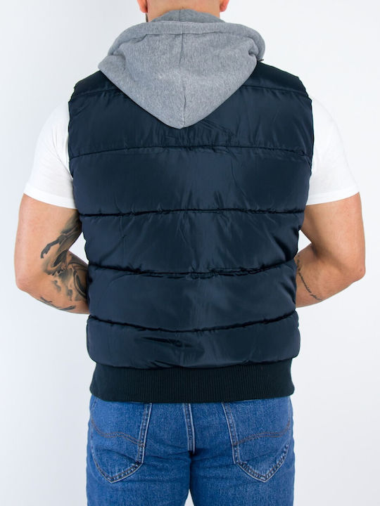 Huxley & Grace Men's Sleeveless Puffer Jacket Navy Blue