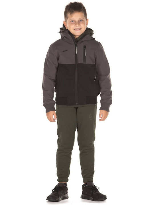 Kinder Freizeitjacke Kurz mit Kapuze Gray