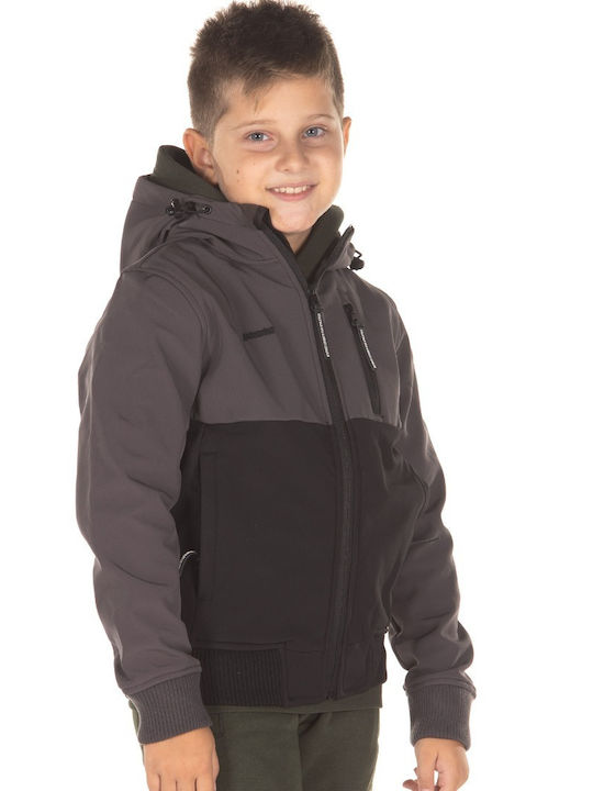 Kinder Freizeitjacke Kurz mit Kapuze Gray