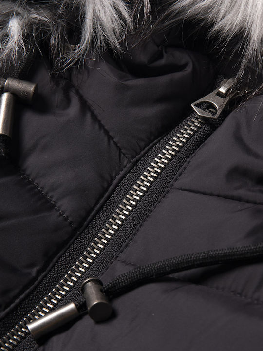 220KGJA-905 Kids Casual Short Coat with Hood Black