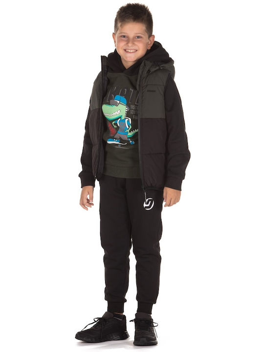 Kinder Freizeitjacke Ärmellos Kurz mit Kapuze Khaki