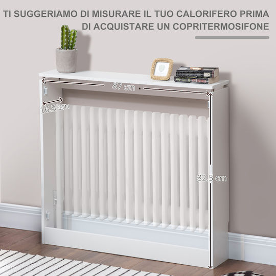 HomCom MDF Radiator Cover White 90x18x84cm