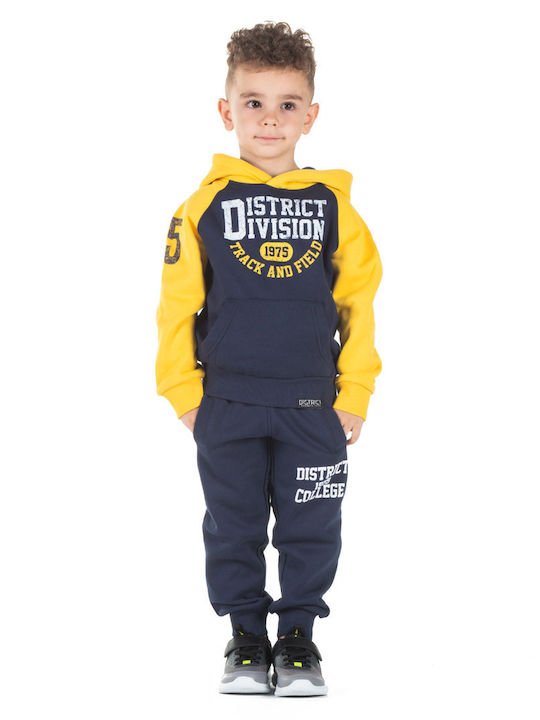 Fleece Παιδικό Φούτερ με Κουκούλα και Τσέπες Navy Μπλε