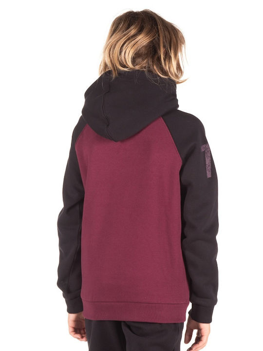 District75 Kids Fleece Sweatshirt with Hood and Pocket Burgundy