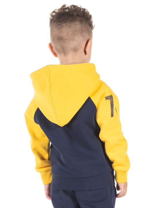 Fleece Παιδικό Φούτερ με Κουκούλα και Τσέπες Navy Μπλε