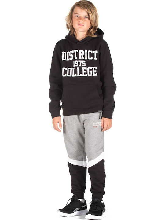 Fleece Kids Sweatshirt with Hood and Pockets Black