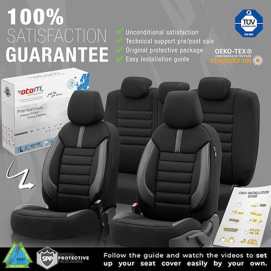 Otom Set Huse Auto 11buc Piele sintetica Limited Design Negru / Gri