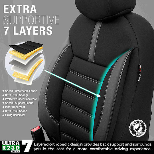 Otom Set Huse Auto 11buc Piele sintetica Limited Design Negru / Gri