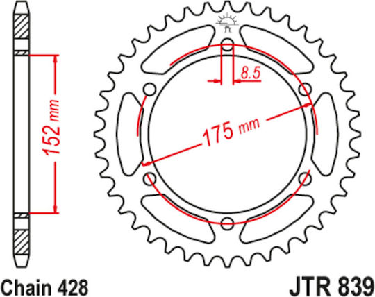 JT Sprockets Γρανάζι Πίσω 53 Δοντιών για Yamaha TTR / WR