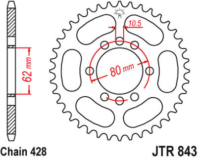 JT Sprockets Γρανάζι Πίσω 53 Δοντιών για Yamaha DT / XT 125