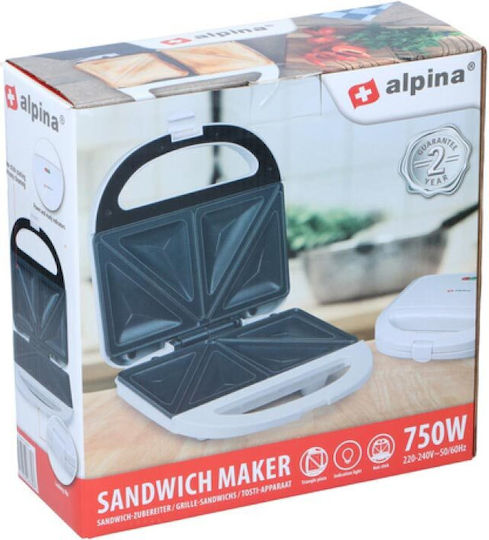 Alpina Appliances Sandwich Maker for for 2 Sandwiches Sandwiches 750W White