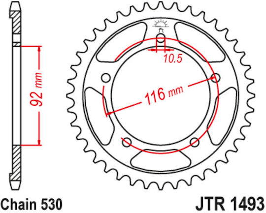 JT Sprockets Заден зъбен колело 42 Зъби за Kawasaki Нинджа ZX - 14 / ZZR 1400 - ZZR 1400