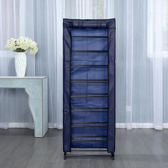 Fabric Shoe Organizer with 9 Shelves Blue 51x16x139cm Blue