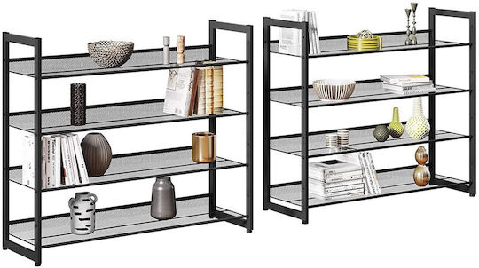 Metalică Suport pentru pantofi cu 8 Rafturi Negru L92.5xW30.7xH163.5cm