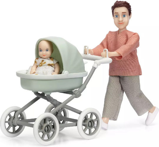 Lundby Dad with Stroller Set of Plastic Dolls for Dollhouse