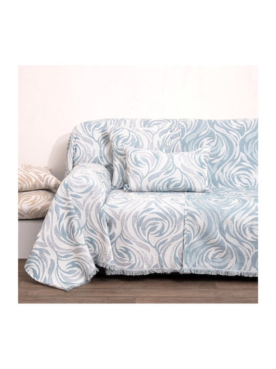 Anna Riska Three-Seater Sofa Throw 2 Sides 1566 180x280cm Lake Blue 425618