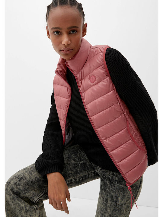 Kurz Damen Ärmellos Puffer Jacke für Winter Rosa