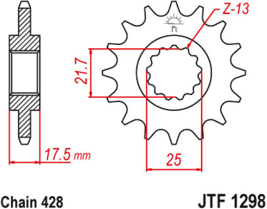 JT Sprockets Γρανάζι Μπροστά 17 Δοντιών για Honda CBR 250