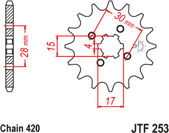 JT Sprockets Pinion față 15 Dinți pentru Honda GLX / Innova 125
