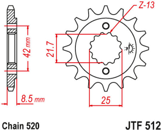 JT Sprockets Γρανάζι Μπροστά 16 Δοντιών για Kawasaki GPZ / KLE 500 / Vulcan