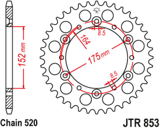 JT Sprockets Заден зъбен колело 46 Зъби за Yamaha ТТР / XT (ИксТи)
