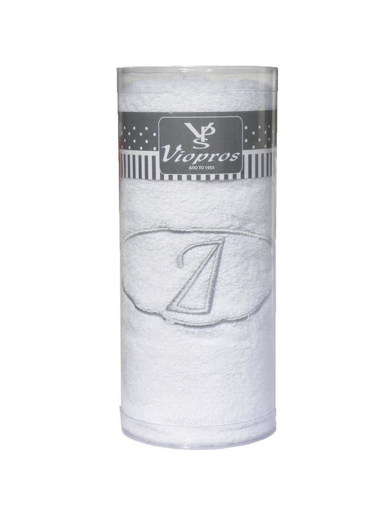 Viopros Facecloth Monogram Θ 50x100cm White Weight 480gr/m²