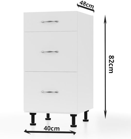Modest Kitchen Floor Drawer Unit White 40x48x82pcs