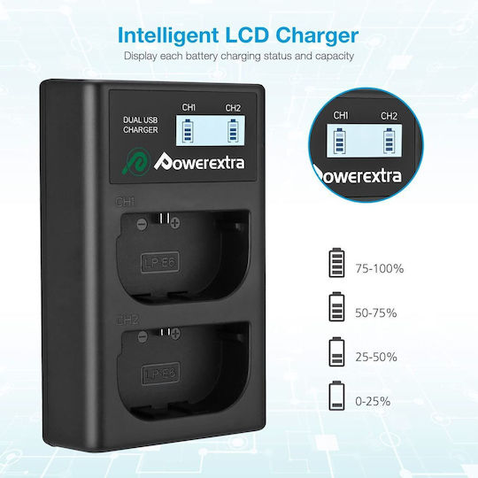 Powerextra Double Battery Charger Compatible with Canon LP-E6 / LP-E6N