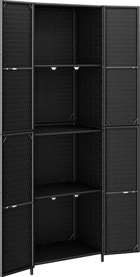 Zweiflügeliger Schrank Kunststoff mit 3 Regale Black 59x40x180cm