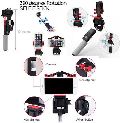 360 Smart Rotatin Selfie Stick με Τηλεχειριστήριο / Bluetooth Μαύρο