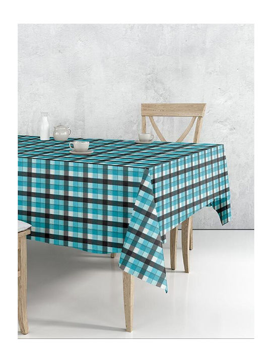 Sunshine 6997 Cotton & Polyester Checkered Tablecloth Turquoise 140x140cm