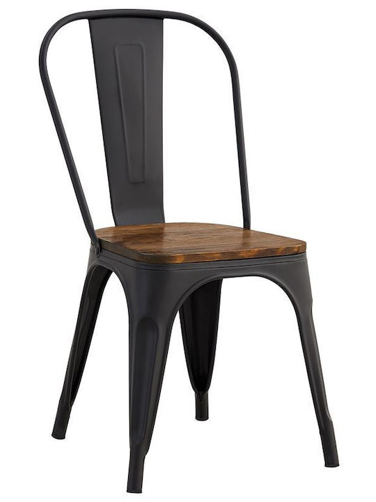 Καρέκλα Εξωτερικού Χώρου Μεταλλική Relix Wood Pro Μαύρη / Dark Oak 45x51x85εκ.