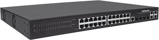 Intellinet 561426 Управление на L2 PoE+ Switch с 24 Портове Гигабитови (1Gbps) Ethernet и 4 SFP Портове