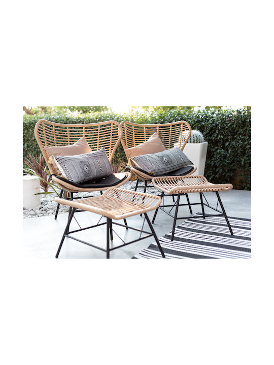 Garden Stool Rattan Butterfly Natural 58x59x47.5cm
