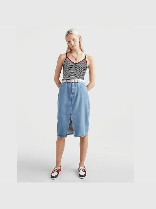 Tommy Hilfiger Women's Summer Blouse Sleeveless Striped Navy Blue
