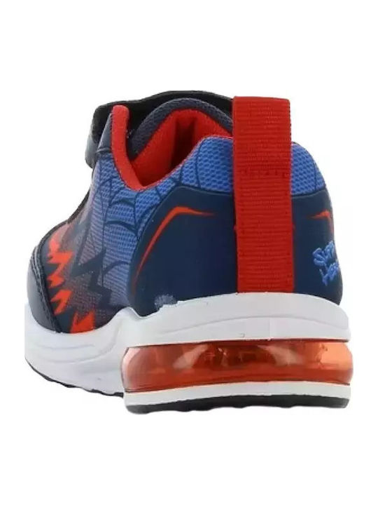 Παιδικά Sneakers Ανατομικά με Σκρατς & Φωτάκια Μπλε