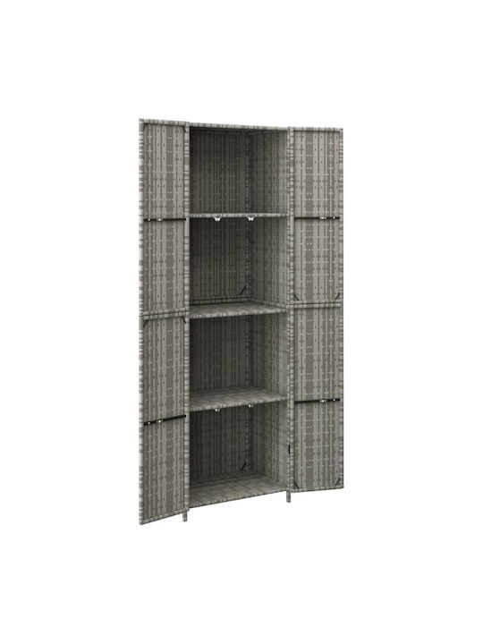 Двукрилен гардероб Метал с 3 рафтове Сив 59x40x180бр