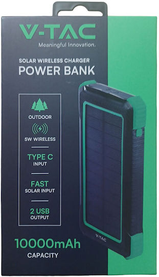 V-TAC Solar Power Bank 10000mAh 10W cu Port USB-A Negru