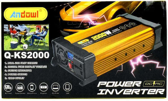 Andowl Q-KS2000 Modified Sine Wave Inverter Power 2000W with Input Voltage 12V Q-KS2000