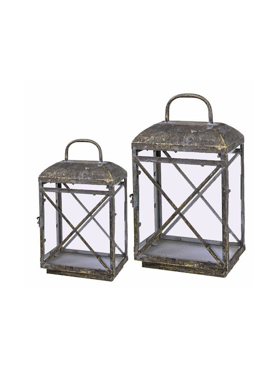 Zaros Lanterns Set Die-Cast Floortop Χρυσό 2pcs