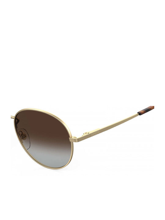 Smith Prep Unisex Sunglasses with Gold Metal Frame and Brown Polarized Lens