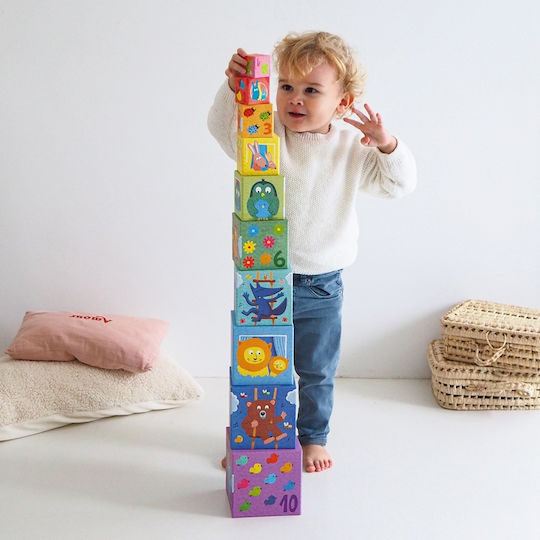 Djeco Stapelspielzeug 10 Stapelwürfel zur Nummerierung für 12++ Monate