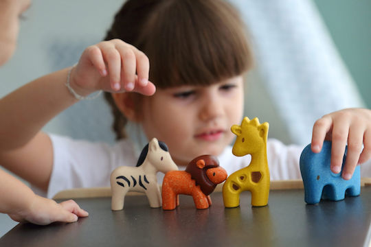 Plan Toys Ζωάκι Σετ Άγριων Ζώων από Ξύλο για 12+ Μηνών