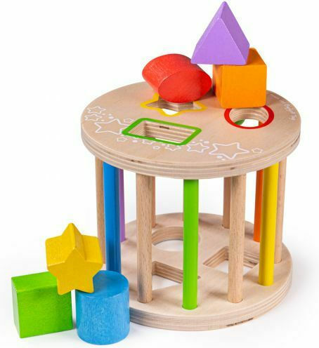 Big Jigs Shape Sorting Toy Cylinder with Shapes made of Wood for 12++ Months