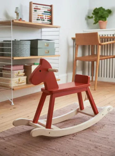 Kids Concept Carl Larsson Lemn Jucărie cu leagăn Ηorse pentru 18++ luni Roșu